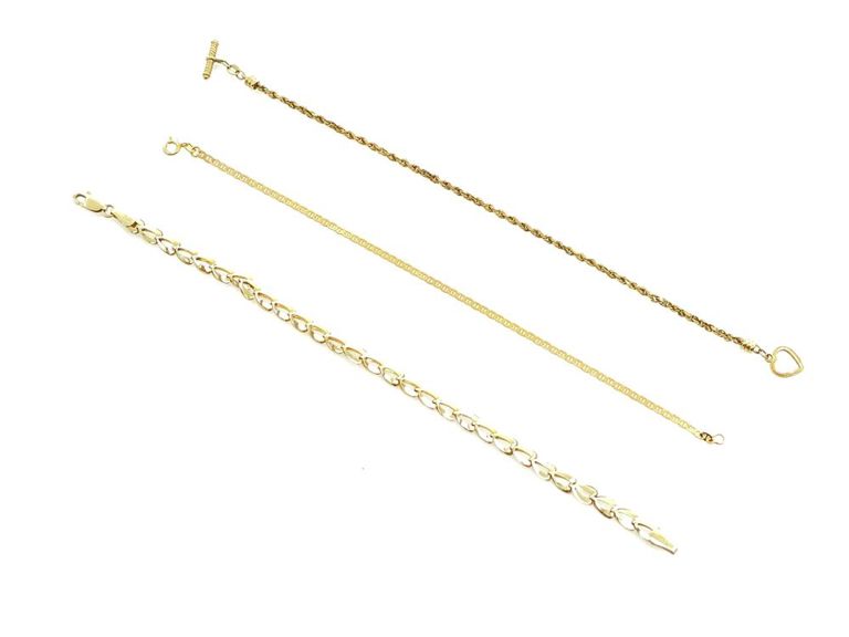 3pc 10k and 14k yellow gold bracelets