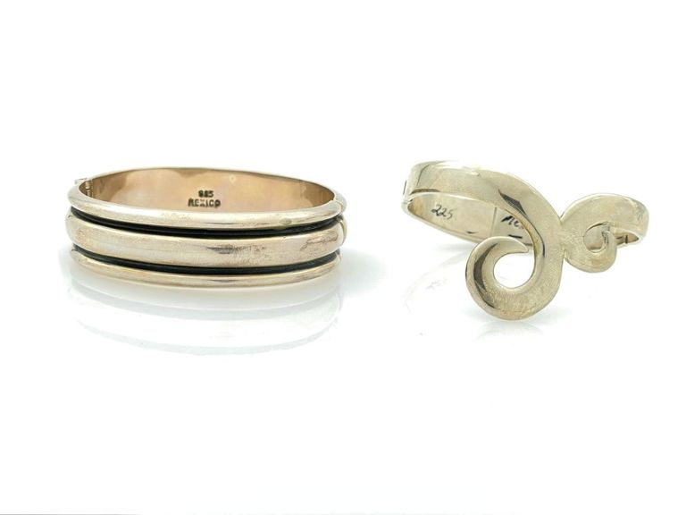 2pc Mexico sterling silver hinged bracelets