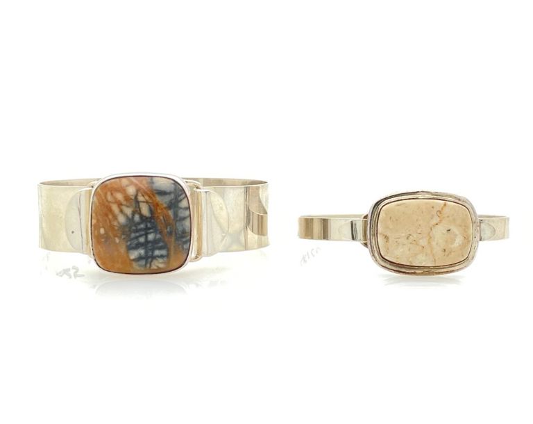 2pc Mexico sterling silver stone bracelets