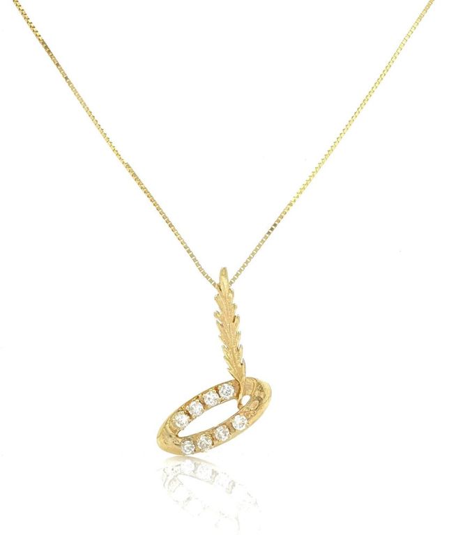14k yellow gold diamond pendant necklace