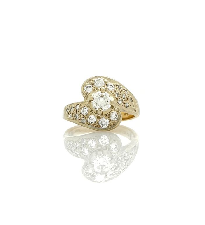14k yellow gold diamond bypass ring