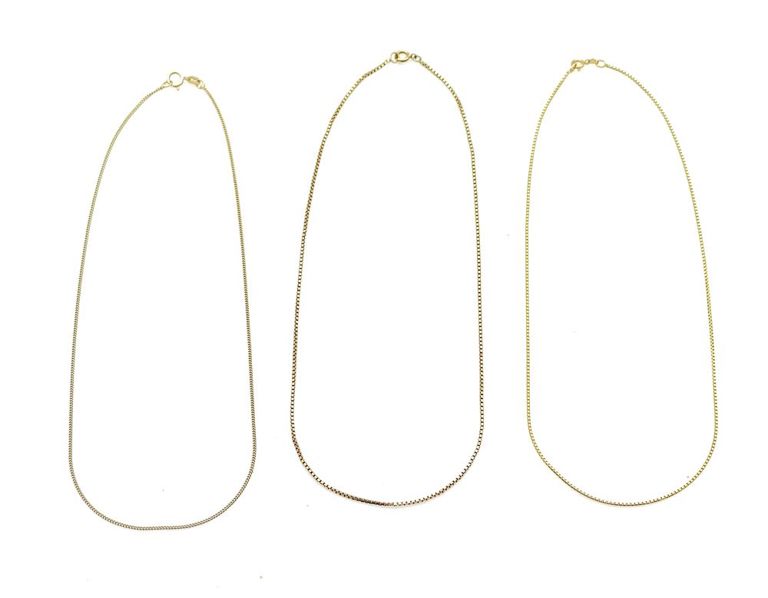 14k gold cuban and box link necklaces
