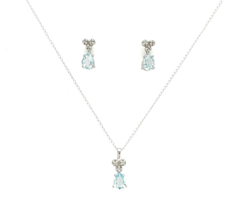 14k white gold aquamarine and diamond pendant necklace