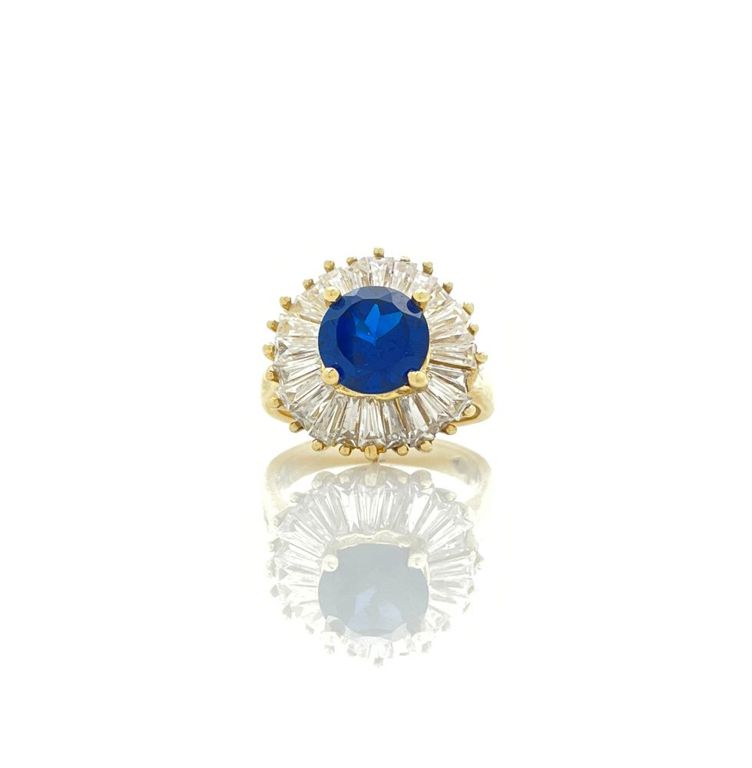 14k gold sapphire and tourmaline cocktail ring