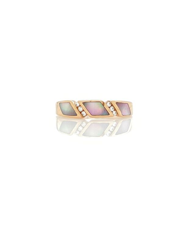 Kabana 14k rose gold mother of pearl diamond ring