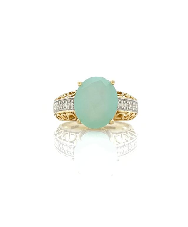10k yellow gold chrysoprase diamond ring
