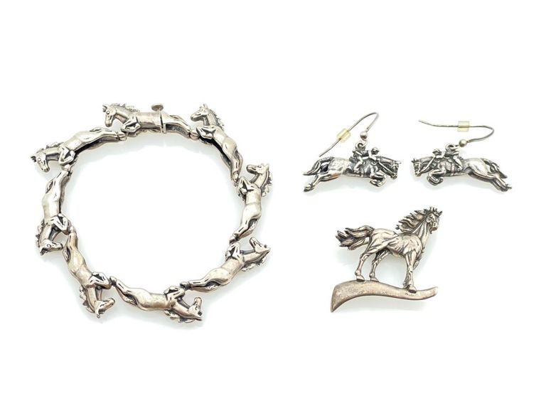 Kabana sterling silver horse jewelry suite