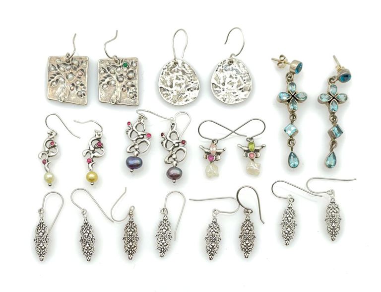 Sterling silver drop dangle earrings