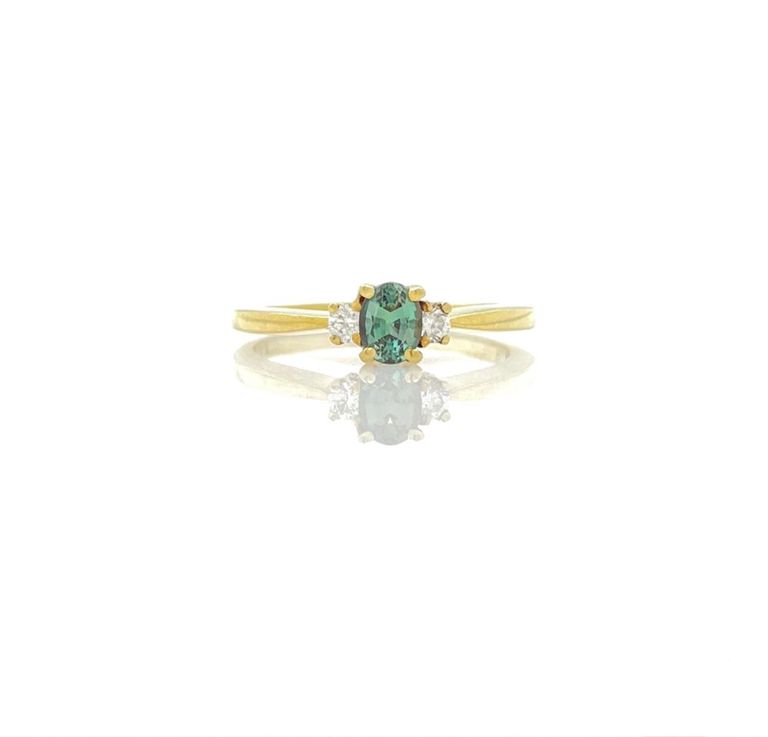18k yellow gold sapphire diamond ring