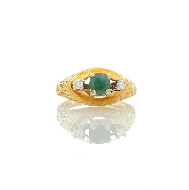14k yellow gold chrysoprase diamond ring