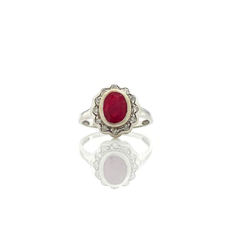 14k white gold ruby diamond ring