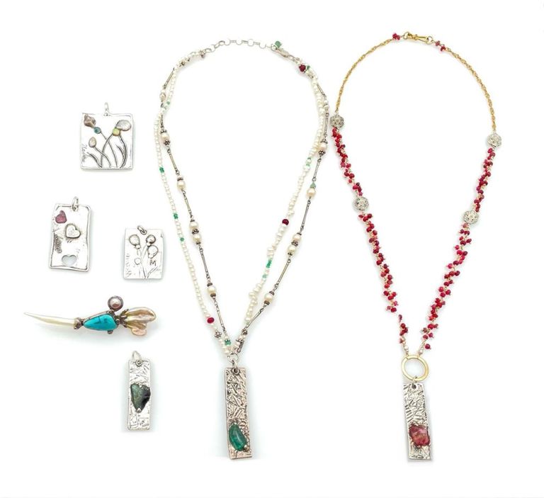 7pc Nadine Leo pearl gemstone jewelry lot