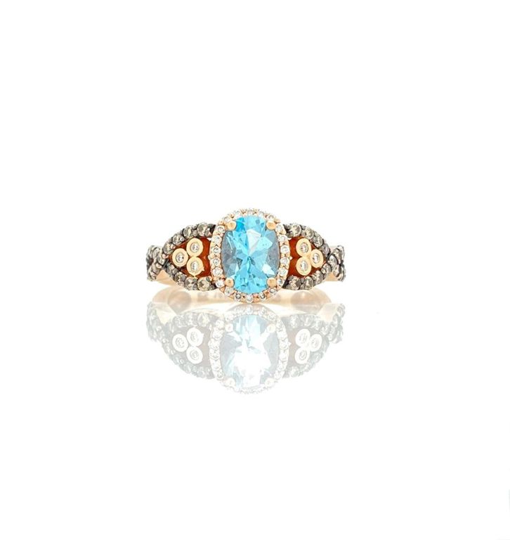 14k rose gold topaz diamond ring