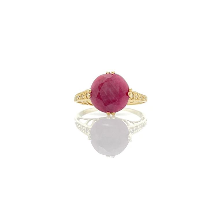 10k yellow gold ruby diamond ring
