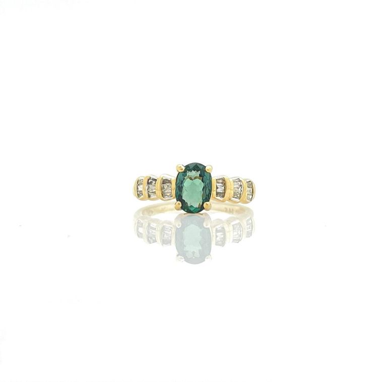 14k yellow gold tourmaline diamond ring