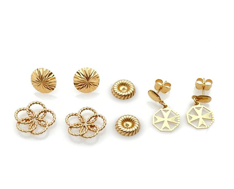 10k and 14k yellow gold earrings and jackets