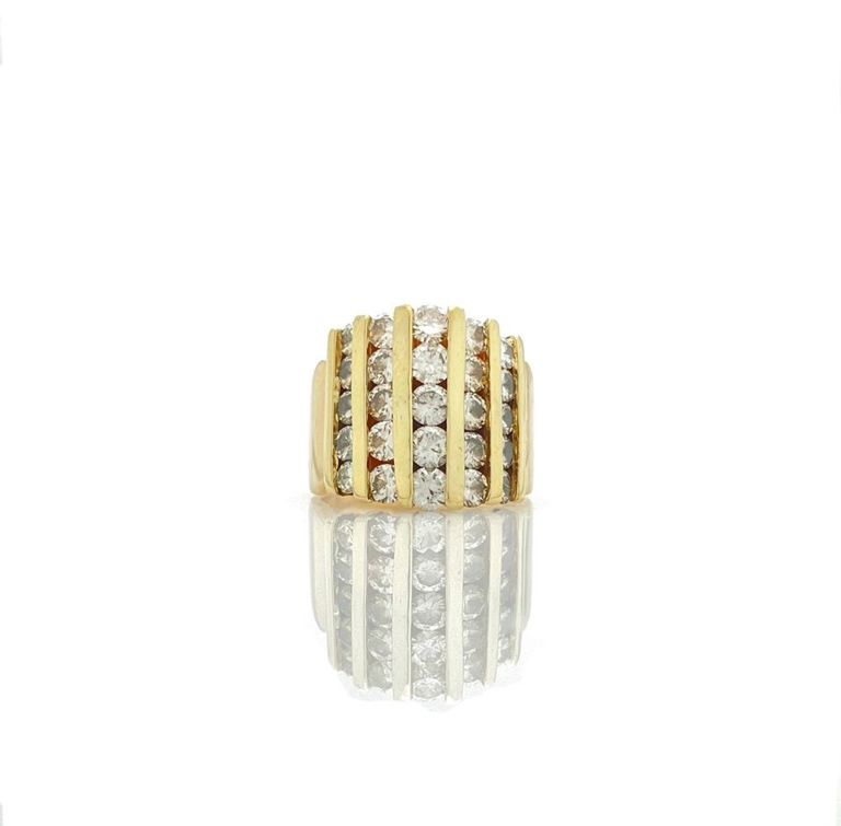 14k yellow gold 5-row diamond channel ring