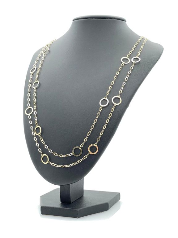 10k yellow gold circle station necklace