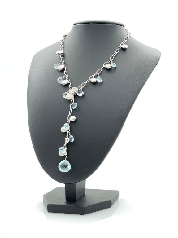 14k white gold topaz diamond pendant necklace
