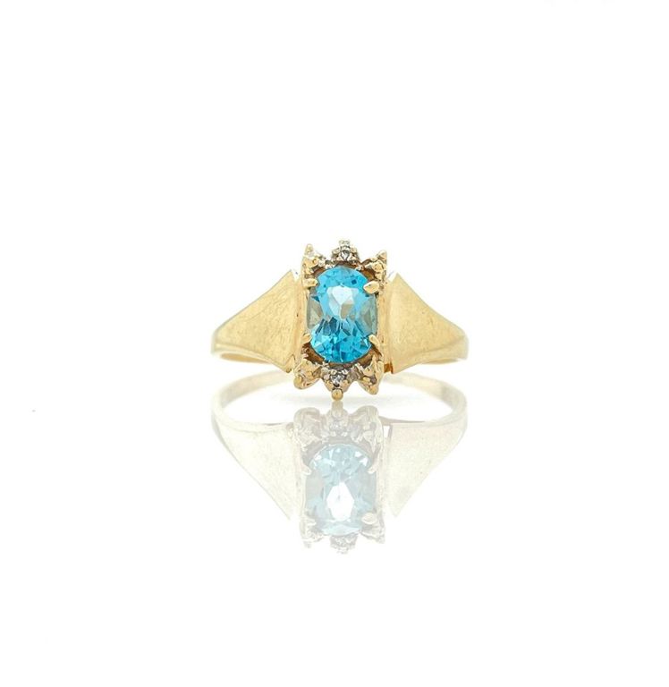 10k yellow gold topaz diamond ring