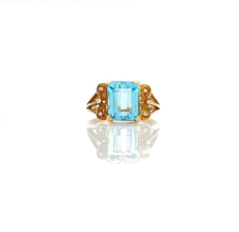 14k yellow gold topaz diamond ring