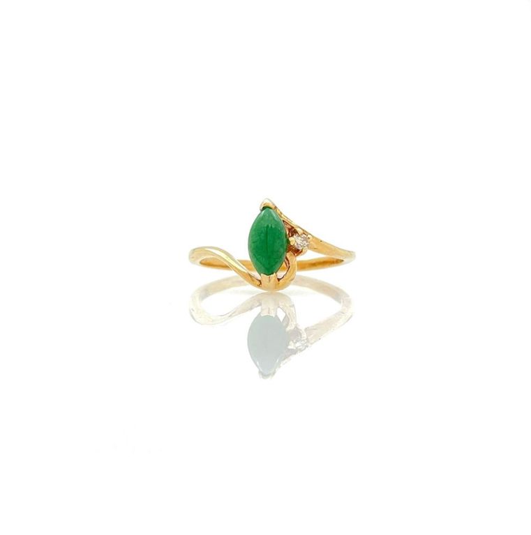 14k yellow gold jadeite diamond ring
