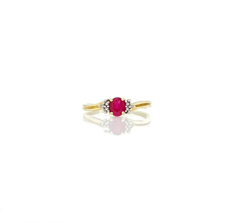 10k yellow gold pink sapphire diamond ring