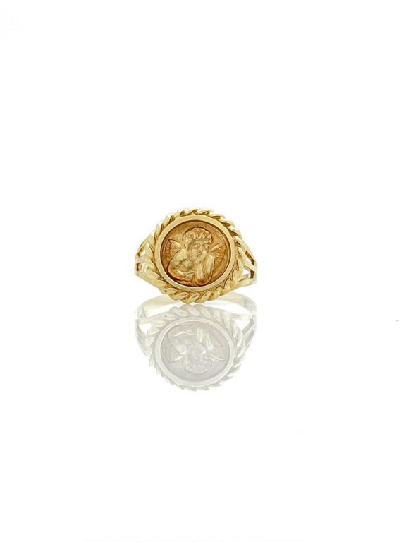 14k yellow gold cupid ring