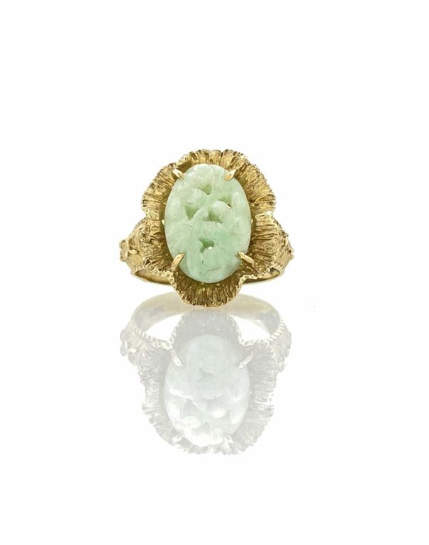 14k yellow gold jade ring