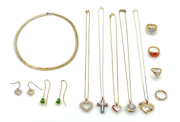 Sterling silver gold overlay jewelry lot