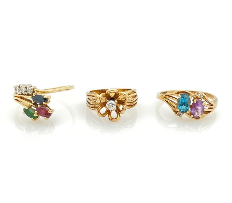 14k yellow gold gemstone rings