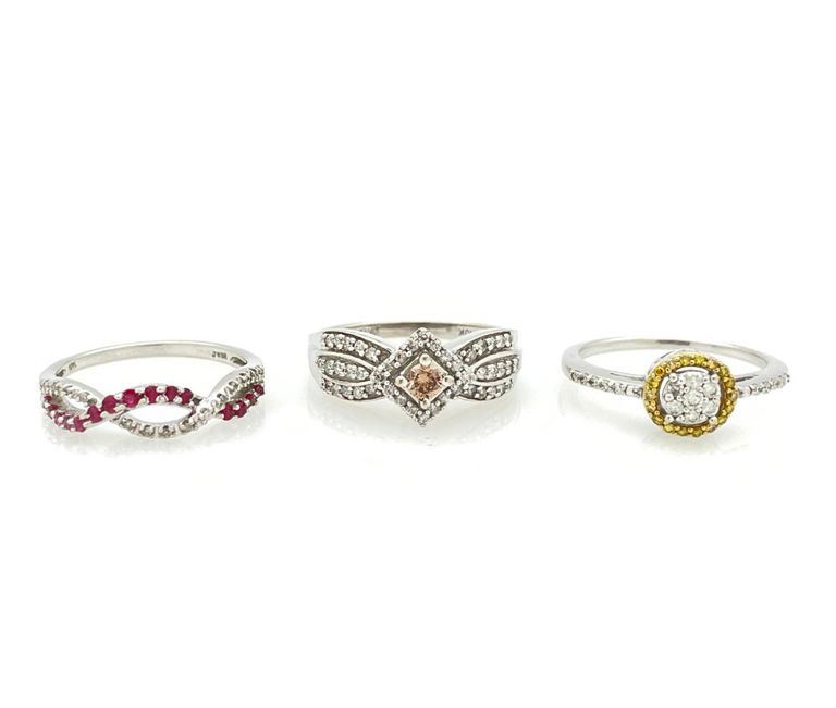 10k white gold diamond sapphire rings