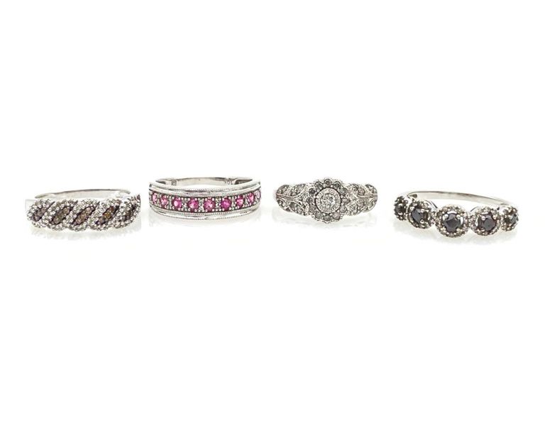 10k white gold diamond sapphire rings