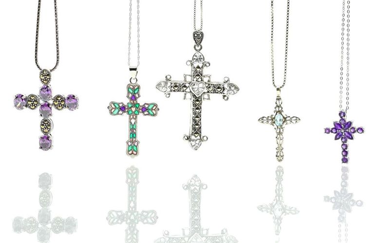 Sterling silver cross pendant necklaces