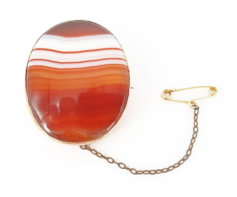 9k rose gold brooch with agate
