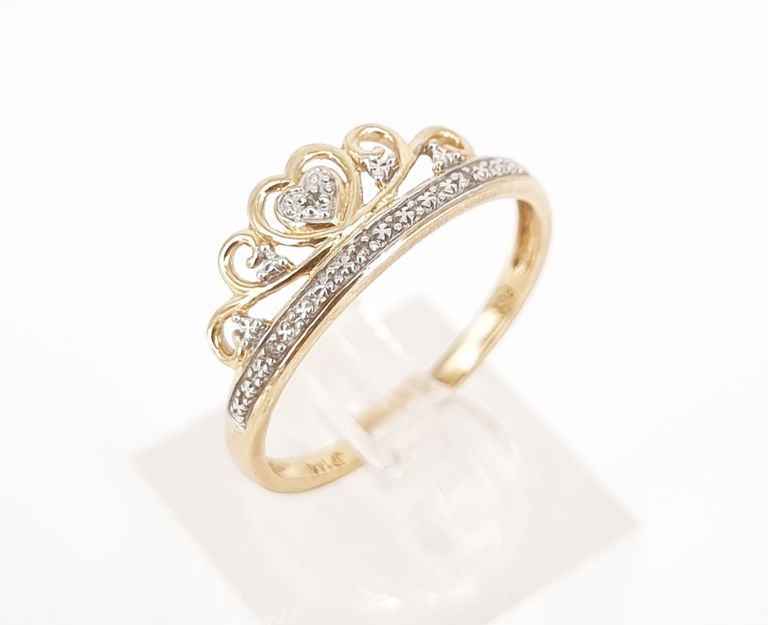 9k gold and diamond tiara ring