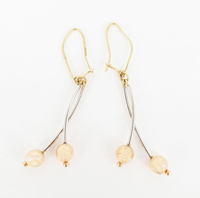 A pair of 14k gold cherry drop earrings