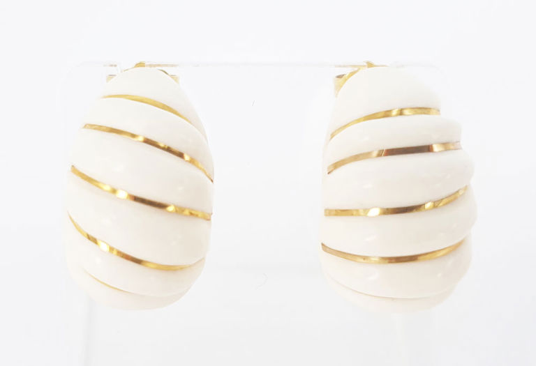 14k yellow gold earrings with ivory