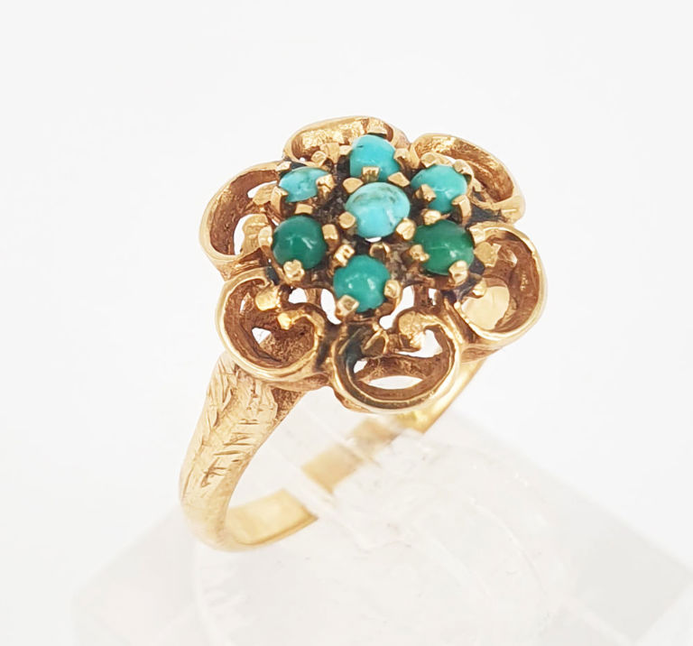 14k rose gold ring with turquoise