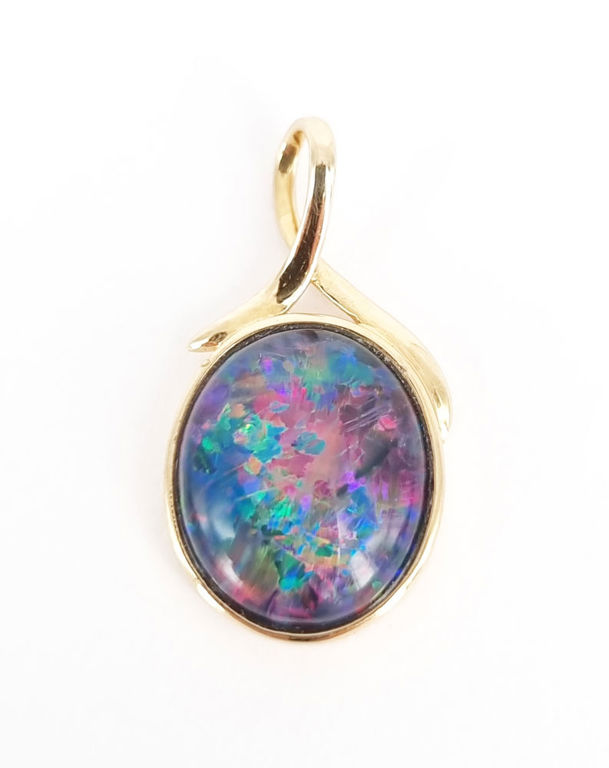 14k gold pendant with opal triplet
