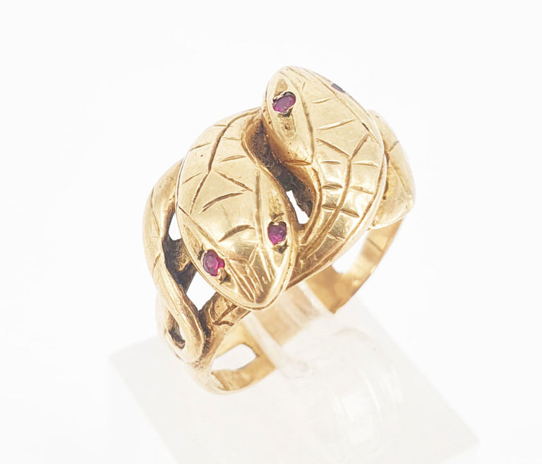 9k rose gold serpent cross-over ring