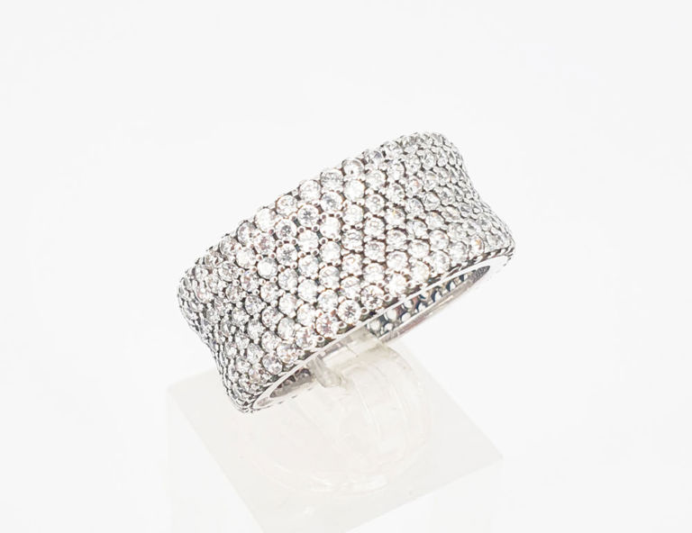White gold full hoop ring set with cubic zirconia