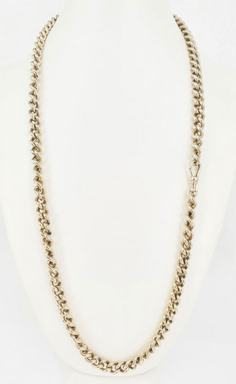 A VINTAGE SILVER GILT FOB CHAIN