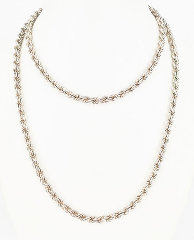 Vintage long sterling silver rope twist chain