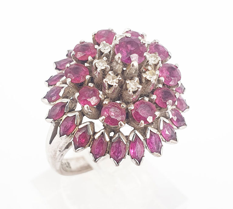 Ruby and diamond 'Princess' ring