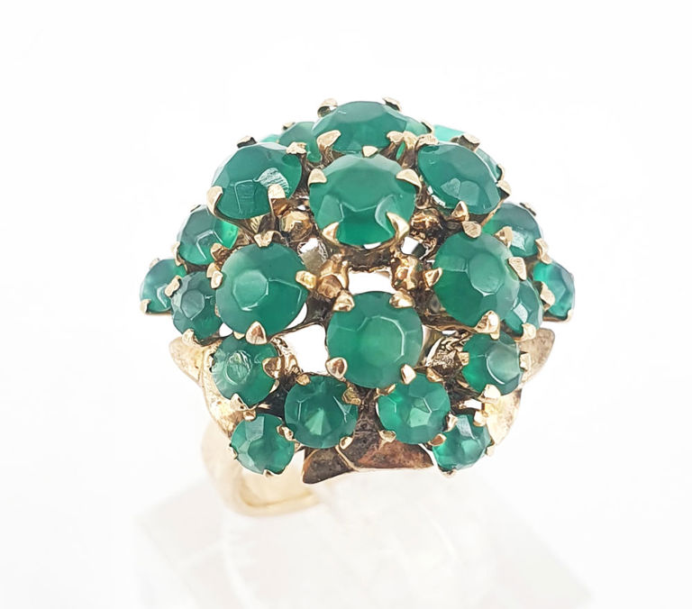Stained agate and gold princess ring