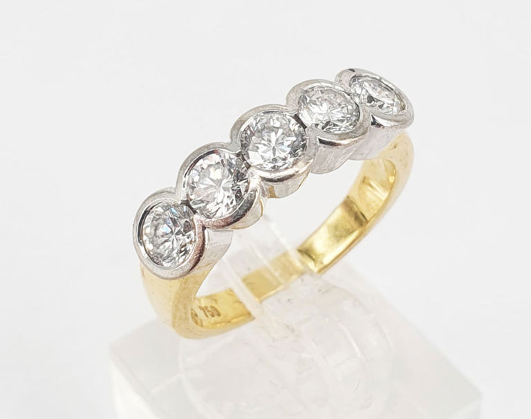 18k gold five-stone diamond half-hoop ring