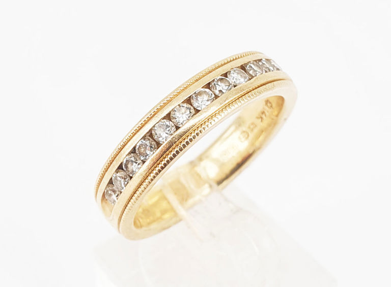14k gold twelve-stone diamond half-hoop ring