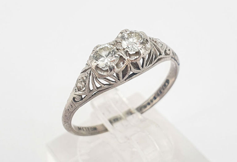Platinum and 18k white gold Toi et Moi diamond ring