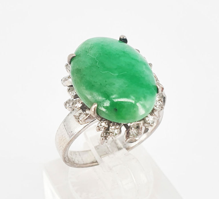 Jade, diamond and white gold dress ring